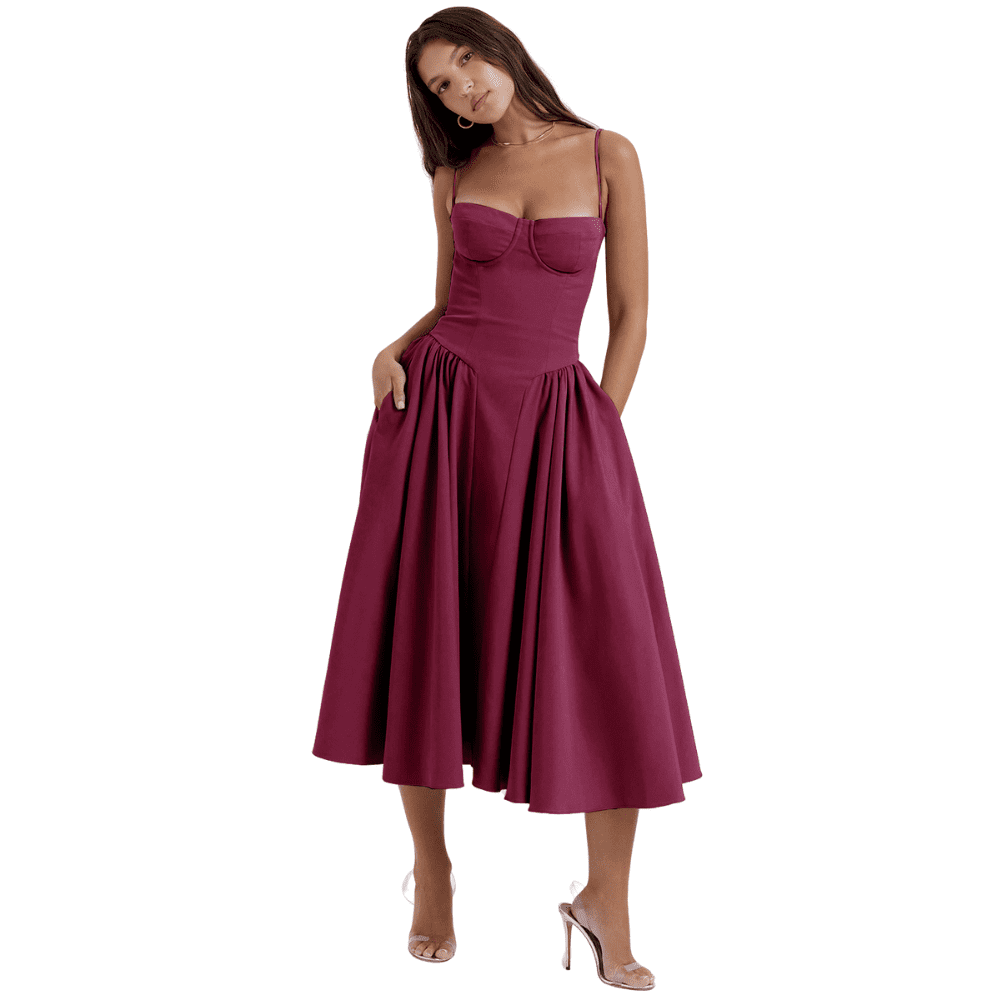 Vestido Longo Liso com Decote