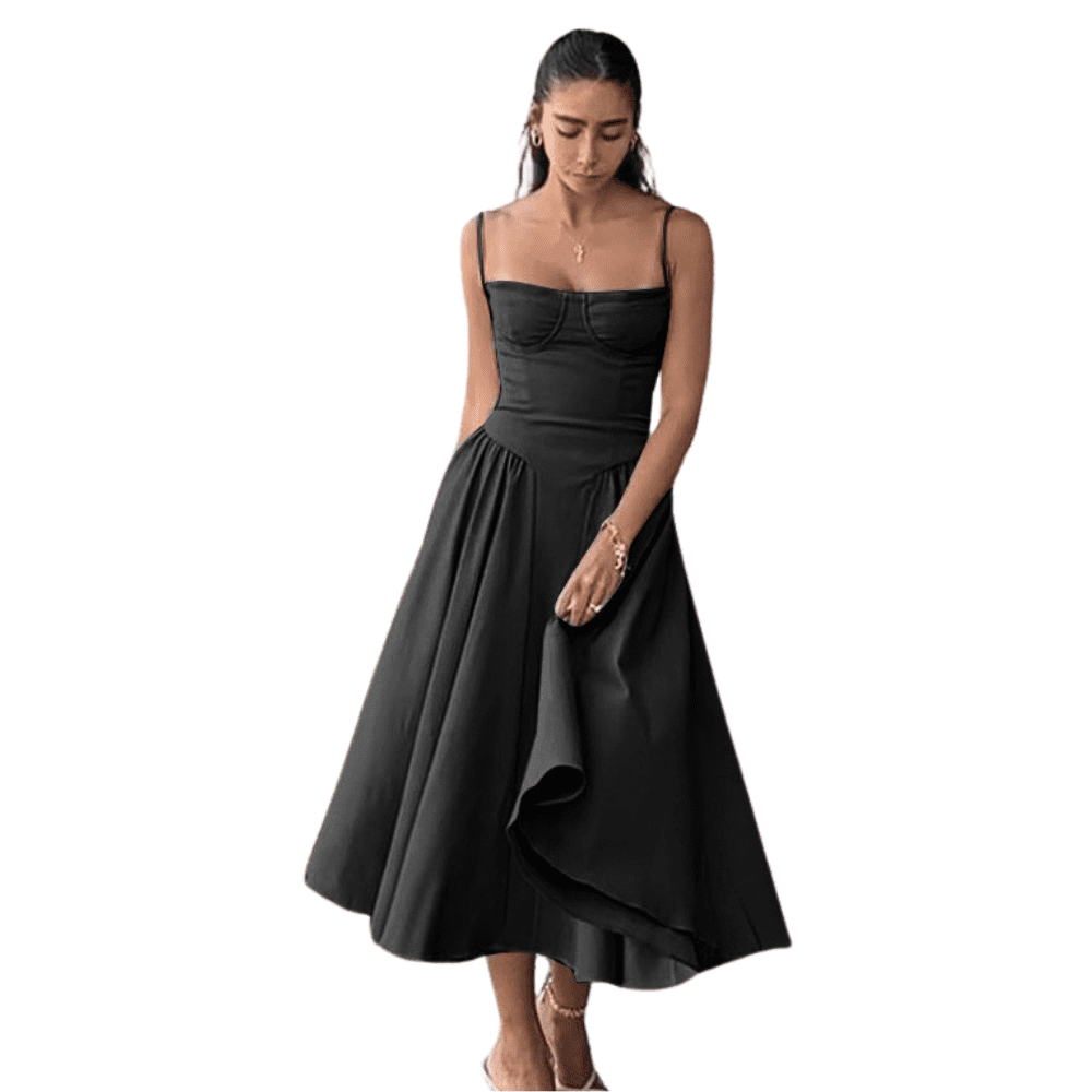 Vestido Longo Liso com Decote