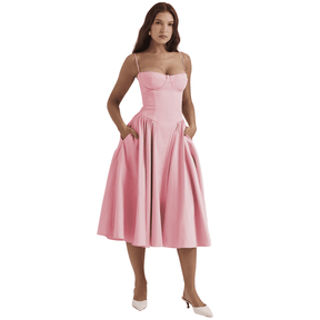 Vestido Longo Liso com Decote