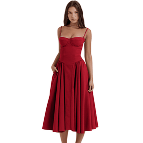Vestido Longo Liso com Decote