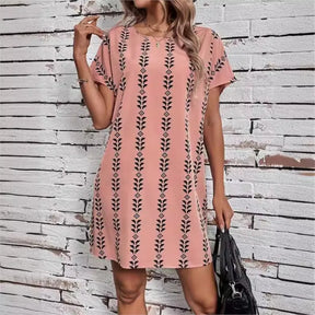 Vestido Casual Estampado com Mangas