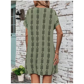 Vestido Casual Estampado com Mangas