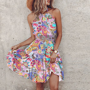 Vestido Midi Floral com Gola Halter