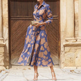 Vestido Longo Manga Longa Estampado