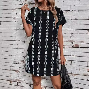 Vestido Casual Estampado com Mangas