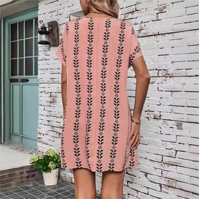 Vestido Casual Estampado com Mangas