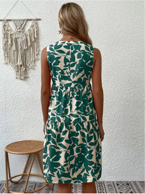 Vestido Midi com Babados e Estampa