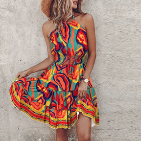 Vestido Midi Floral com Gola Halter