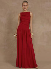 Vestido Longo Sem Mangas com Decote Redondo