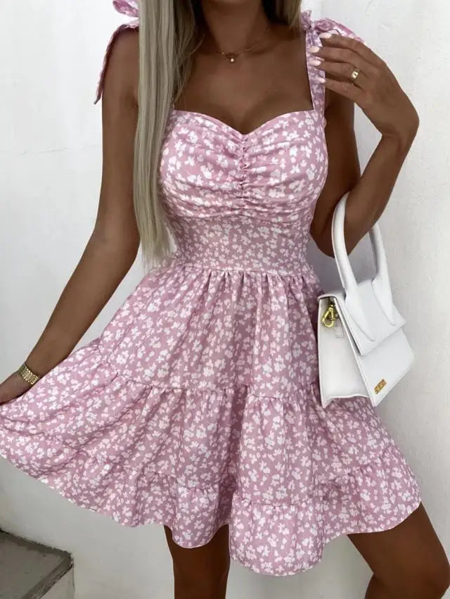 Vestido Curto Boho com Decote