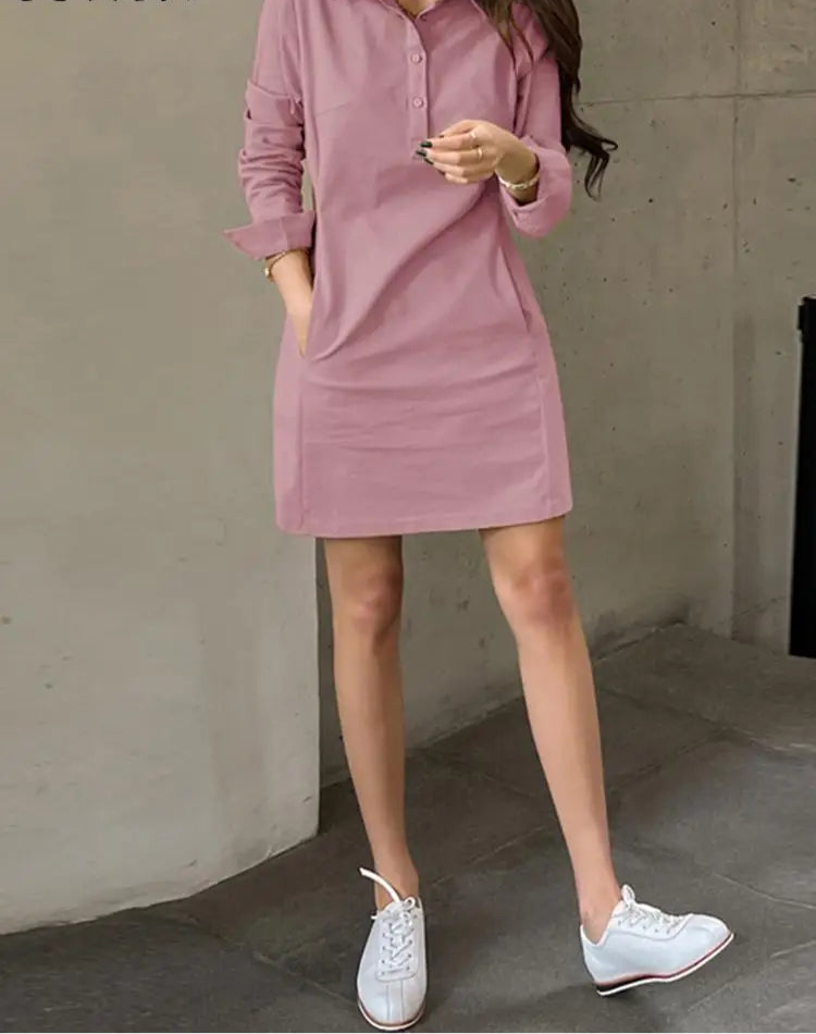 Vestido Curto Feminino de Verão com Mangas Longas